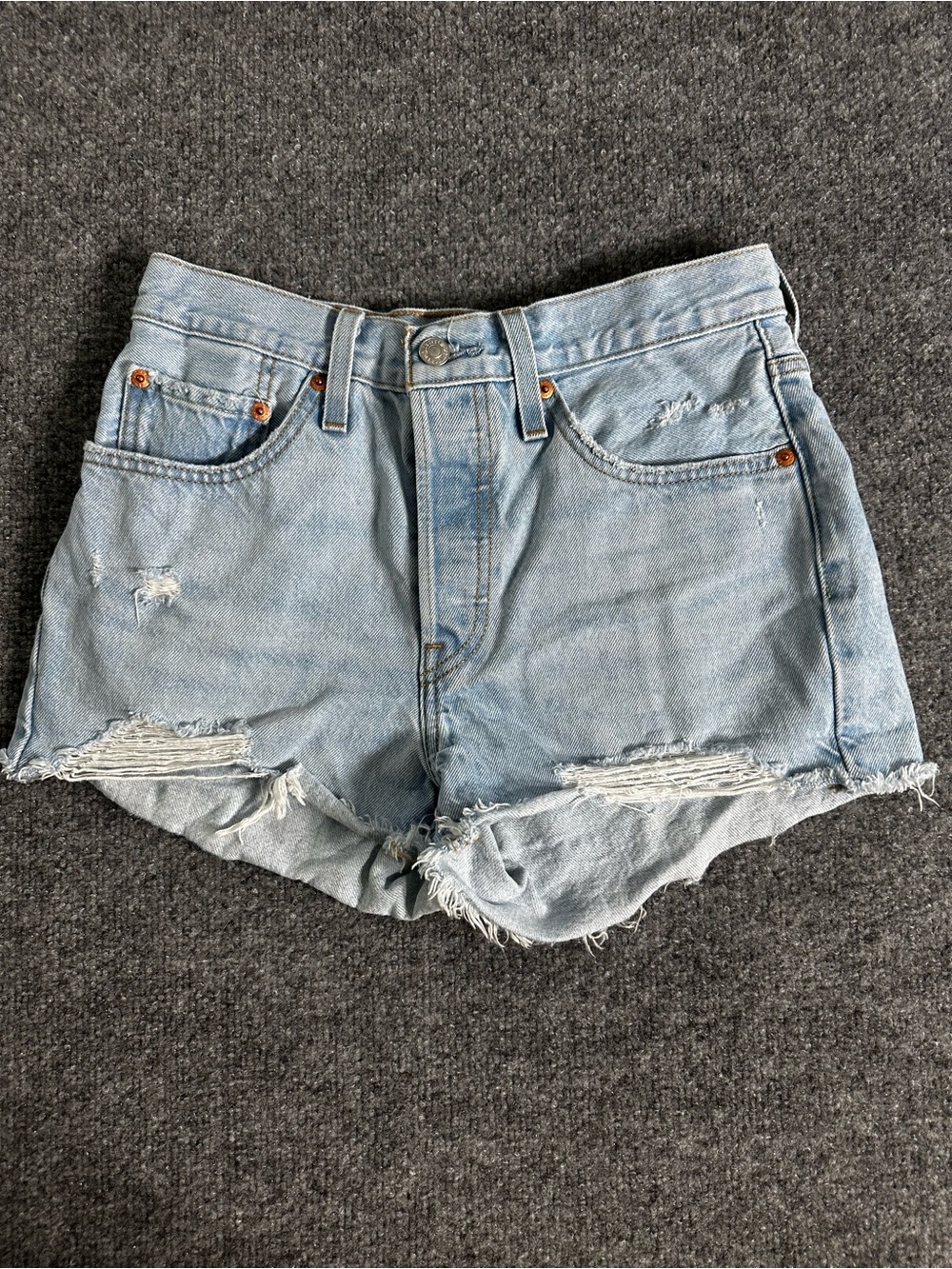 Levi’s 501 Button Fly Distressed Denim Shorts